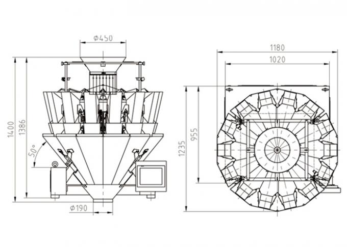 Machine d'emballage peseuse multi-têtes pour noix Kenwei avec trémies de 2,5 L 1