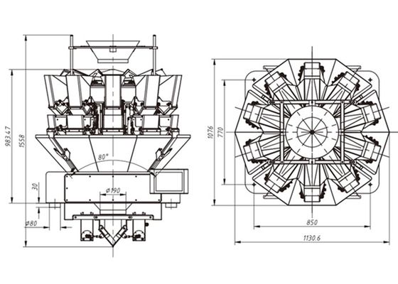 Snacks 2.5L Hopper 300g 10 Head Multihead Weigher