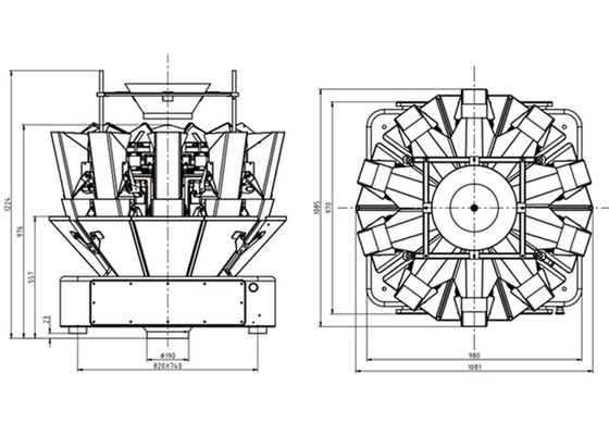 400kg Potato Chips 65P/M 10 Head Multihead Weigher