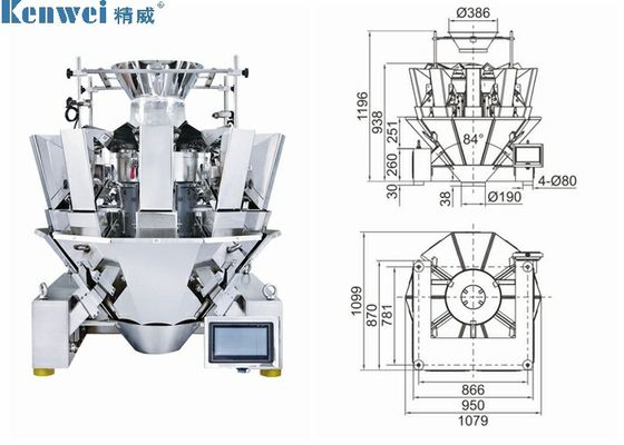 Multilingual Stainless Steel 1000g Kenwei Multihead Weigher